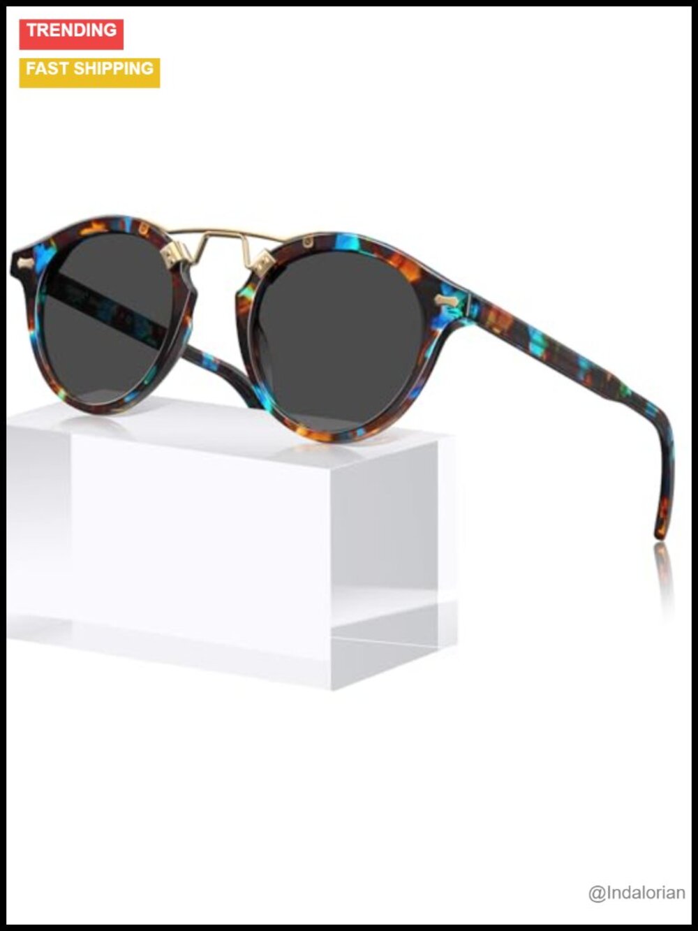 Women's Acetate Polarized Round Sunglasses UV Protection